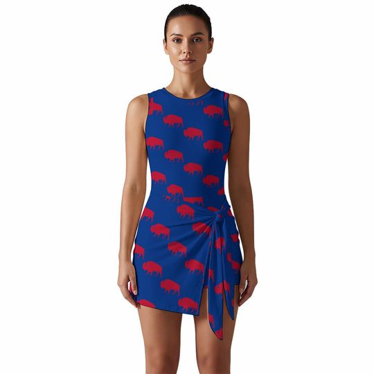 Buffalo Sleeveless Bodysuit Dress, Womens Swimsuit Dress, One Piece Swim Dress, Cute Summer Fit