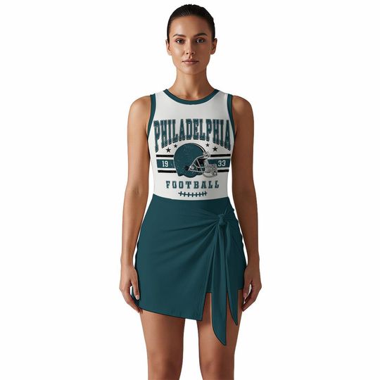 Discover Philadelphia Sleeveless Bodysuit Dress, Womens Swimsuit Dress, One Piece Swim Dress, Cute Summer Fit