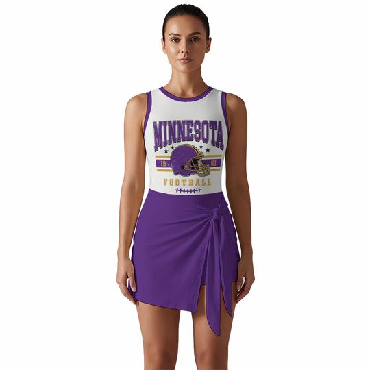 Minnesota Sleeveless Bodysuit Dress, Womens Swimsuit Dress, One Piece Swim Dress, Cute Summer Fit