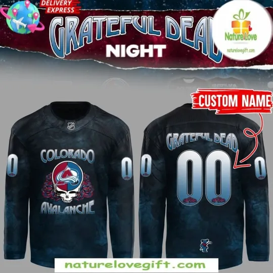 Custom Colorado Ava*lanche Grateful *Dead 2025 Hockey Jersey Size XS-5XL