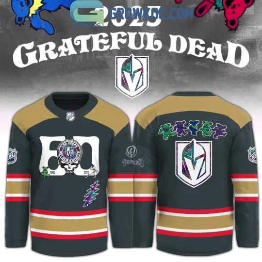 Discover Vegas Golden Knight x Grate*ful Dead 60 Years Hockey Jersey Size XS-5XL