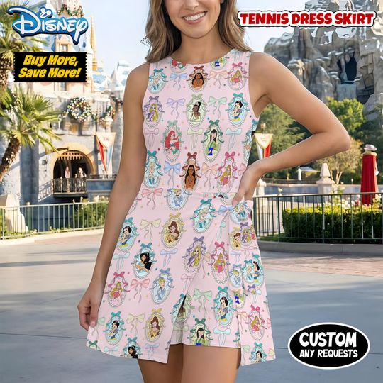 Girly Ribbon Frame Tennis Dress, Disney Princess Coquette Skort, Sleeping Beauty Snow White Outfit, Royal RunDisney Costume