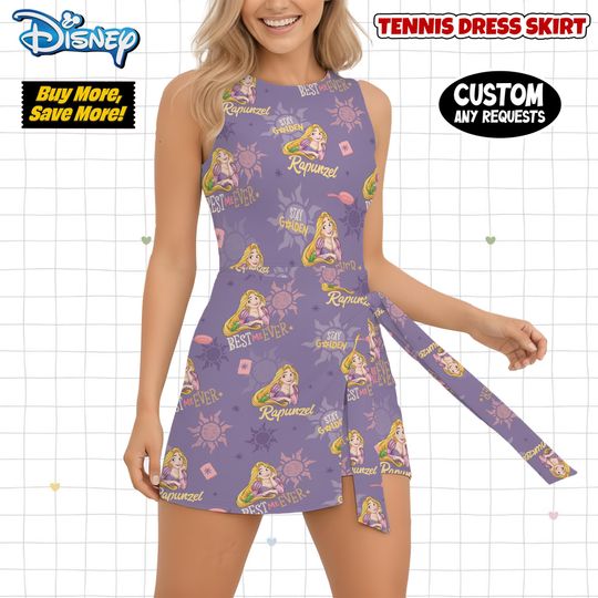 Rapunzel Tennis Dress Skirt, Disney Princess Holiday Tennis Dress Skirt, Disney Rapunzel Dress For Women