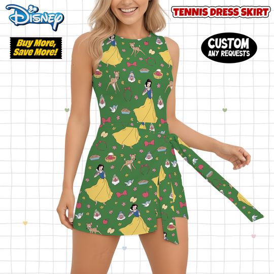 Snow White Tennis Dress Skirt, Disney Princess Holiday Tennis Dress Skirt, Disney Snow White Dress For Women
