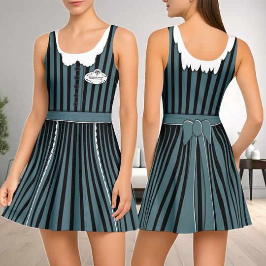 Haunted Mansion Skater Dress, Haunted Mansion Maid Dress, Ghost Host Mom Daughter Dress, Ghost Host Women Dress, Halloween Women Dress