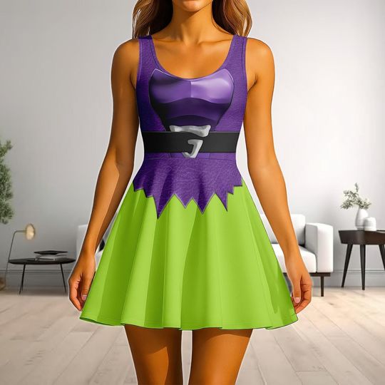 Discover The Amazing Spider Man Green Goblin Costume Skater Dress, Goblin Cosplay Dress, Halloween Costume Dress Gift For Her, Halloween Gift