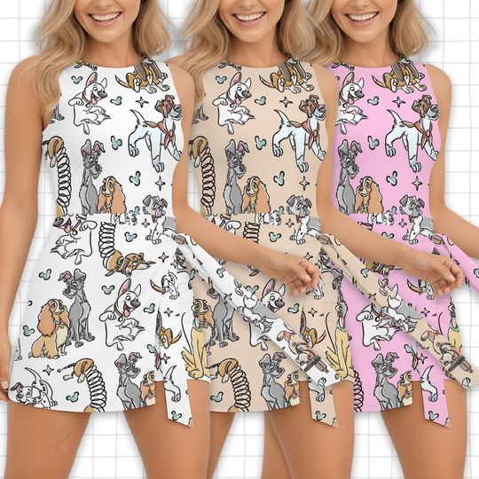 Discover Cute Puppy Pattern Tennis Dress, Disney Dogs Pluto Lady Tramp Skort, Animal Kingdom Outfit, Furry Friend RunDisney Costume