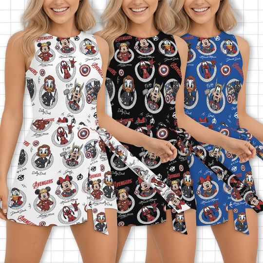 Spider Tennis Dress Skirt, Spider Man Cartoon Tennis Dress Skirt, Spiderman Tennis Dress Skirt, Spider Man Friends Tennis Dress Skirt