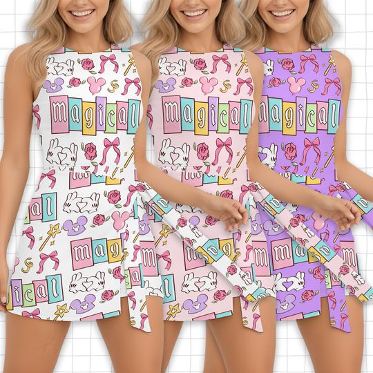 Discover Magical Mickey Coquette Bow Little Thing Tennis Dress Skirt, Magical Castle Dress, Disney Tennis Dress Skirt