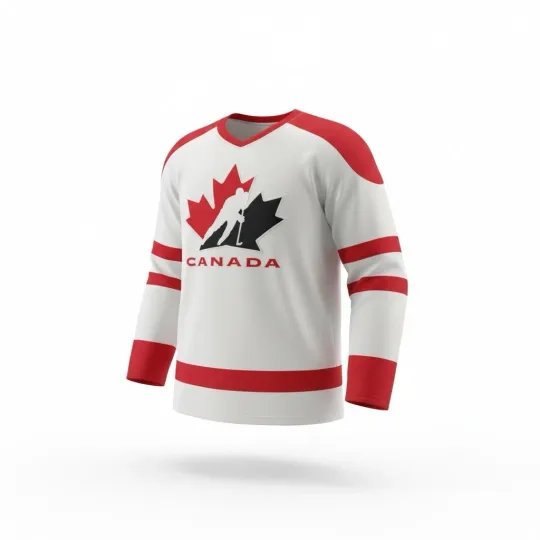 Discover Team Canada Men's Hockey Jersey Red and White Olympic Style