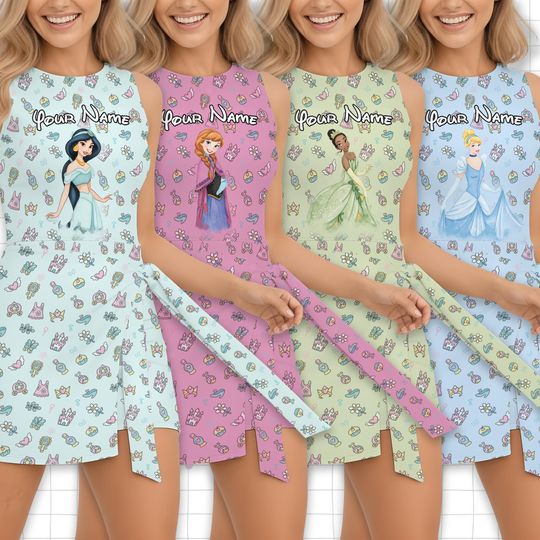Discover Jasmine Tiana Elsa Princess  Tennis Dress Skirt, Disney Princess Dress, Disney Tennis Dress Skirt