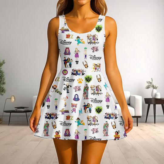 Discover Disney Channel Cartoon Characters Skater Dress, Hannah Montana Lizzie McGuire Women Dress, Hannah Montana Dress, Disney Trip 2026