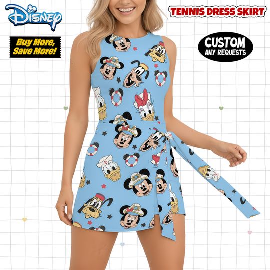 Discover Nautical Disney Cruise Line Tennis Skirt, Mickey Mouse Sailor Tennis Skort, Castaway Cay 5k Outfit, Wish Treasure Vacation Clothes Pockets