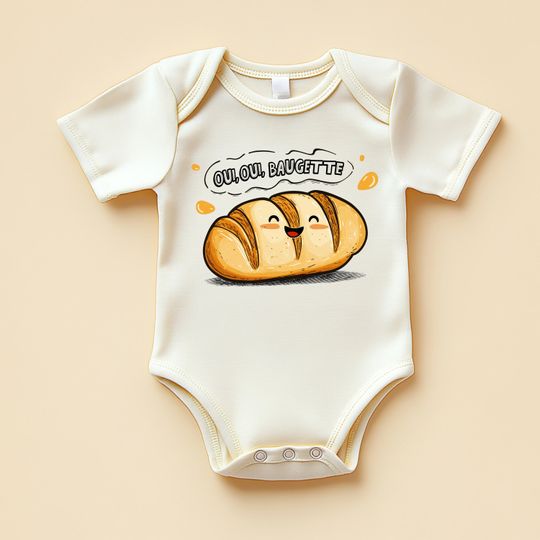 Discover Oui Oui Baguette Baby Bodysuit: Funny French Foodie Onesie