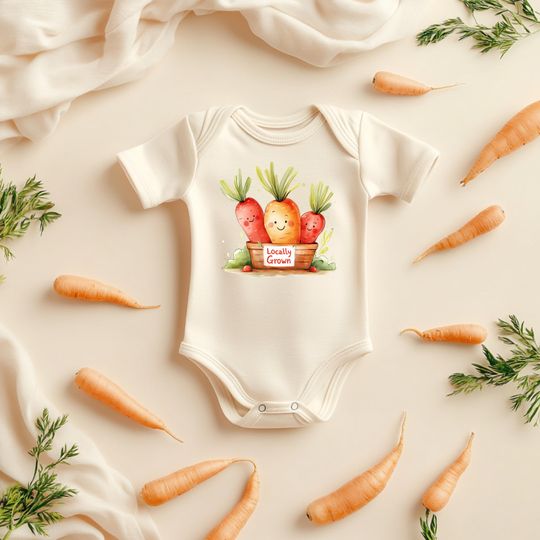 Discover Locally Grown Carrot Onesie, Baby Outfit, Newborn Gift