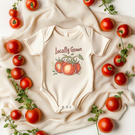 Discover Locally Grown Tomato Onesie, Baby Outfit, Newborn Gift