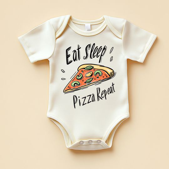 Discover Eat Sleep Pizza Repeat Baby Bodysuit: Funny Foodie Outfit