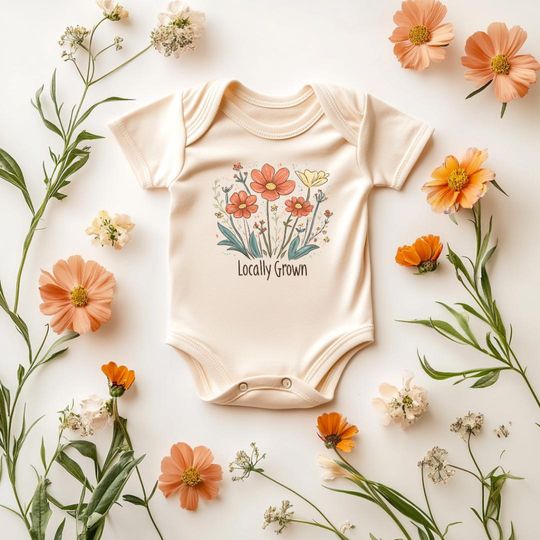 Discover Locally Grown Floral Baby Bodysuit