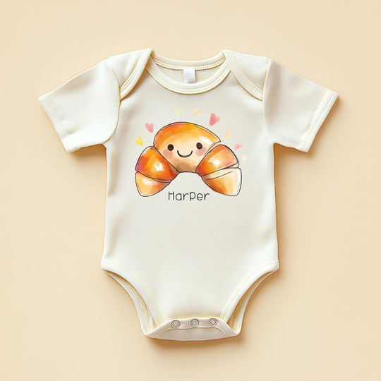 Discover Personalized Croissant Onesie, Baby Outfit, Newborn Gift