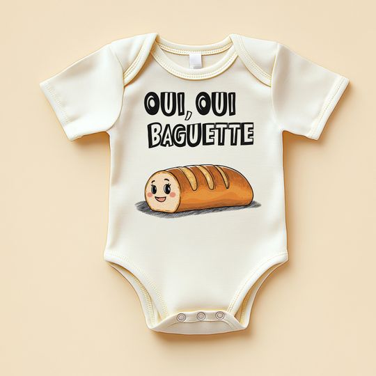 Discover Oui Oui Baguette Baby Bodysuit: Funny French Foodie Onesie