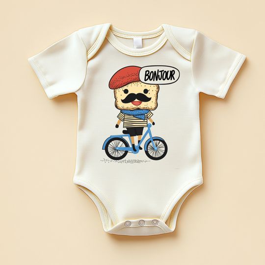 Discover Bonjour Toast Baby Bodysuit: French Toast Bicycle Onesie
