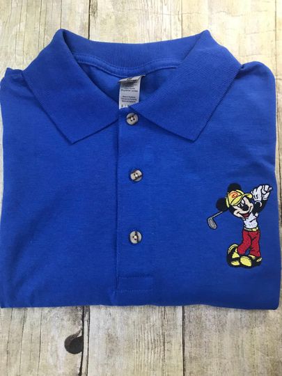Discover Mickey Mouse Golfing Embroidered Polo