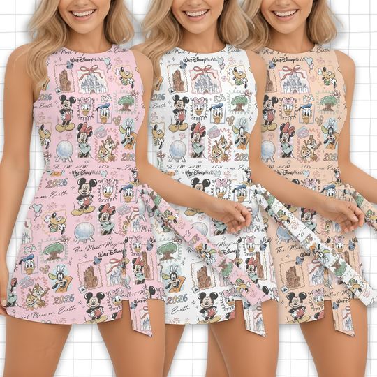 Discover Disney Mickey Disneyworld  Tennis Dress, Mickey And Friends Women Dress, Walt Disneyworld Cartoon Dress, Disney 2026 Trip Vacation Outfit
