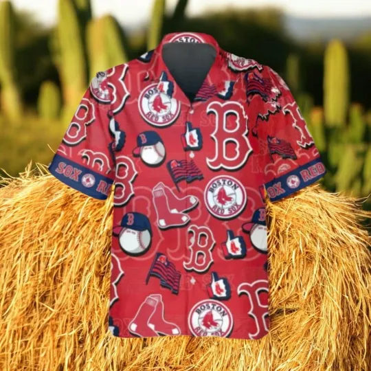 Discover Pattern Logo Boston Red Sox Hawaiian Shirt, Casual Shirt For Men