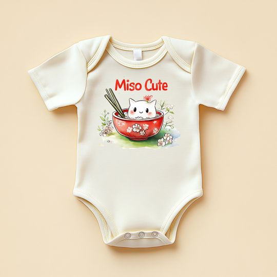 Discover Miso Ramen Baby Bodysuit | Funny Foodie Pun, Soft Cotton