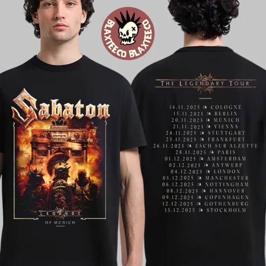 Discover Sabaton Legendary Tour EU 2025 Legends Of Munich Germany Pop Up Shop T-Shirt
