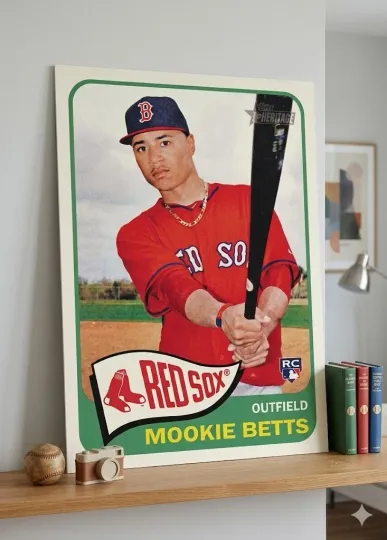 Topps Heritage 2014 Mookie Betts Rookie Card Poster Boston Red Sox