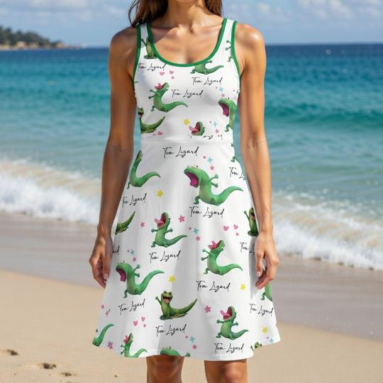 Discover Retro Tom the Lizard Hoppers 2026 Knee-Length Dress, Hoppers Tom Lizard Mabel Ellen Bear Women Dress, Disneyland Trip 2026 Dress