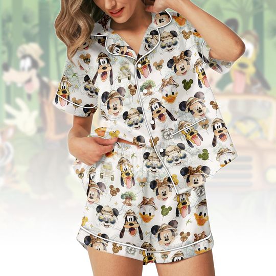 Discover Animal Kingdom Short PJs, Mickey Minnie Pajamas, Disney Safari Pyjama Set, Disney Park Matching Outfit, Gift For Her