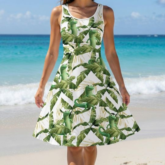 Discover Disney Hoppers Summer Dress, Tom Lizard Knee-Length Dress, Hoppers Tom Lizard Mabel Ellen Bear Women Dress, Disneyland Trip 2026 Dress