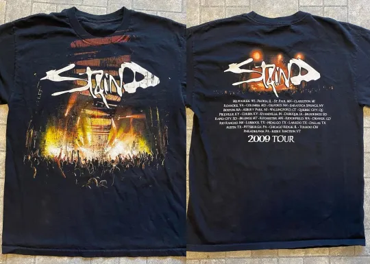 Discover NEW 2009 Staind Tour T Shirt Black Size S-5XL Comfort Colors