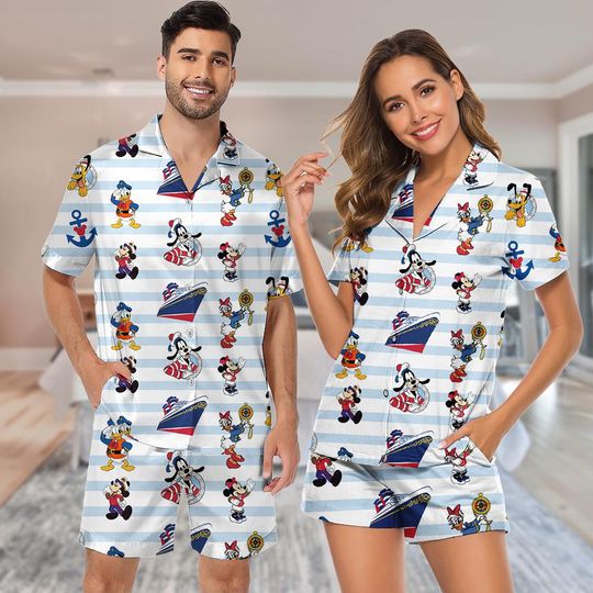 Disney Cruise Pajamas Set for Family, Matching Disney Cruise Vacation Loungewear, Disney Lovers Sleepwear, Family Cruise Outfit
