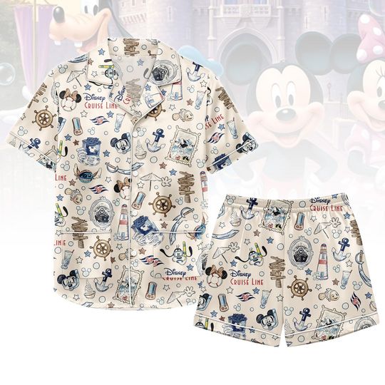 Discover Disney Cruise Line Short Pajamas, Mickey Mouse Pajamas Set, Nautical Sleepwear, Disney Pajamas, Disney Trip Gift