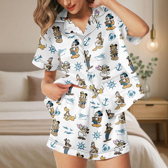 Discover Disney Mickey Minnie Donald Daisy Goofy Alaska Pajama, Alaska Cruise 2026 Sleepwear, Disney Alaska Cruise Pjs, Cruise Trip Pjs
