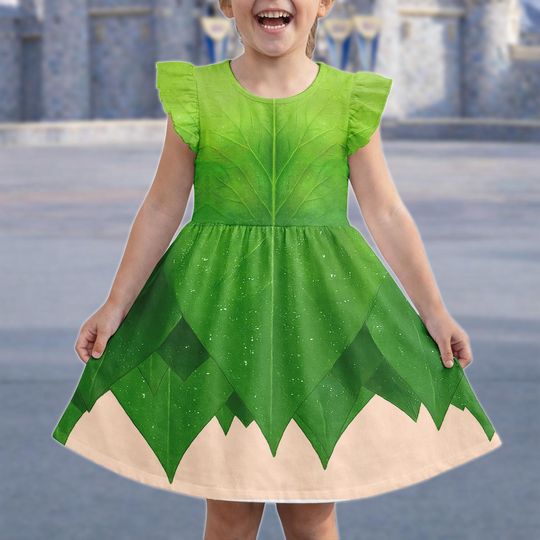 Princess Tinker Bell Dress, Disney Fairy Flutter Sleeve Dress, Disneybound Ruffle Dress, Birthday Girl Gift For Her, Princess Costume