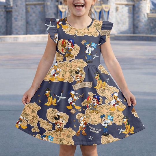 Discover Mickey Pirate Dress, Mickey And Friends Pirate Outfits, Mickey Summer Costume, Disney Trip Wear, Mickey Pirate Flutter Sleeve Dress