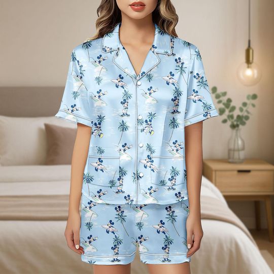 Discover Mickey Mouse Satin Pajamas Set, Disney Cartoon Short Pajamas, Movie Women Pajamas, Pajamas Family, Disneyland Shirt, Disney World Shirt