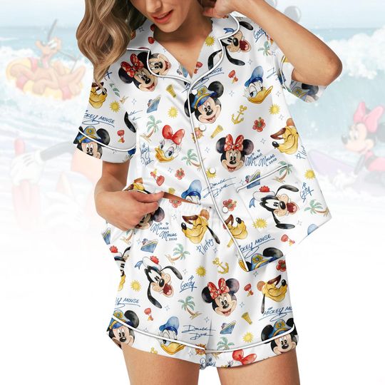 Disney Short PJs Set, Mickey Mouse Pajamas, Minnie Mouse Short Pajama Set, Donald Duck Pyjama, Gift for Disney Fan