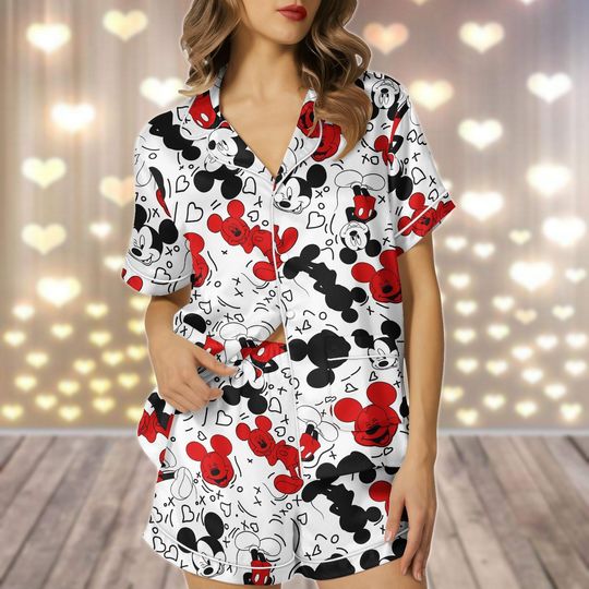 Discover Mickey Minnie Satin Pajamas Set, Disney Cruise 2026 Women Pajamas, Disney Vacation Holiday Pajamas, Disney Family Trip Matching Pjs