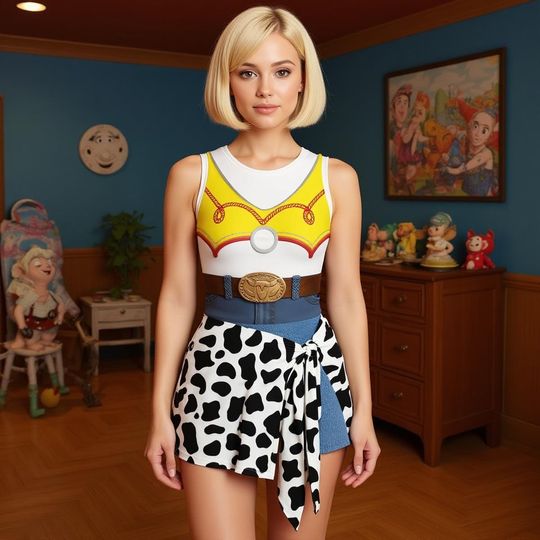 Jessie Cowgirl Tennis Dress | Toy Story Athletic Costume | Western Sleeveless Mini Dress with Skort