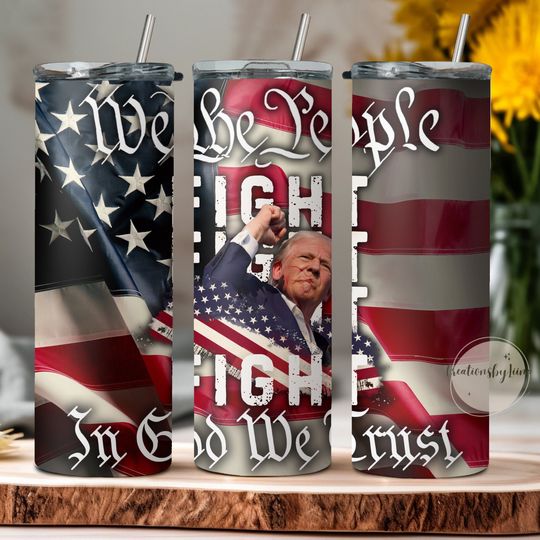 Discover Fight Trump 20oz Stainless Steel Double Wall Tumbler with Lid and Straw