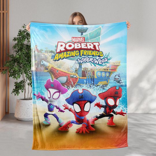 Discover Personalized Name Spidey And Amazing Friends Water Webs Blanket, Spidey And Amazing Friends Blanket, Spidey Kids Birthday Gifts