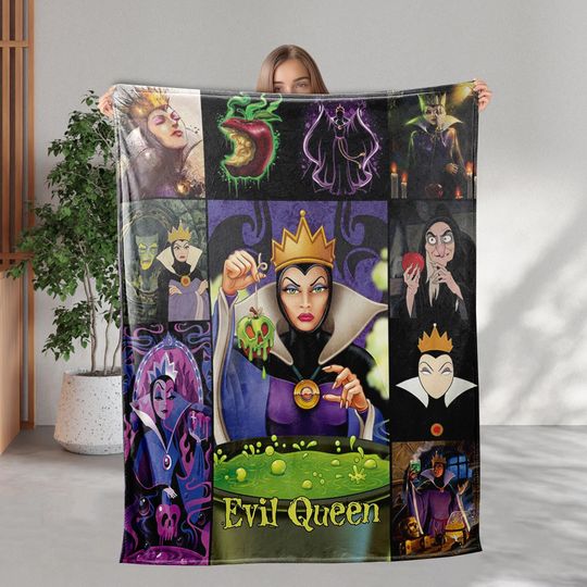 Disney Evil Queen Villains Blanket, Snow White And The Evil Queen Blanket, Evil Queen Poison Apple Blanket Bed Couch Sofa