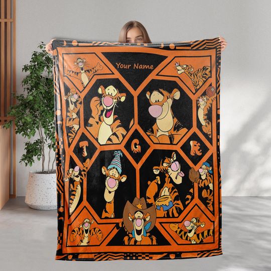 Discover Personalized Disney Tigger Blanket, Winnie The Pooh Blanket, Tiger Cartoon Blanket, Tigger Fleece Blanket, Disney Tigger Birthday Blanket
