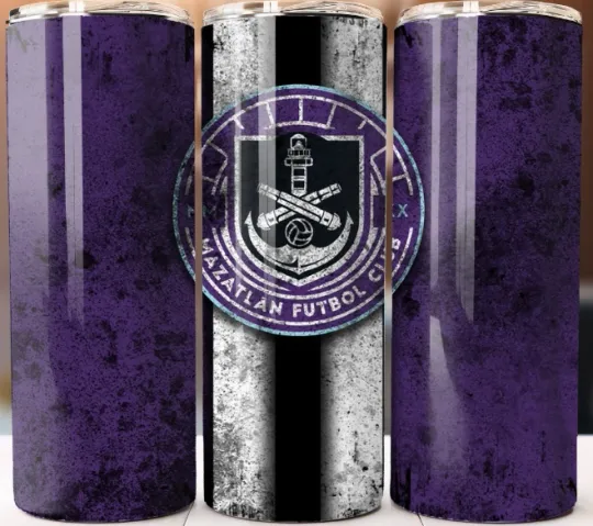 Discover Mazatlan Futbol Tumbler 20oz Stainless Steel Skinny Cup with Lid and Straw