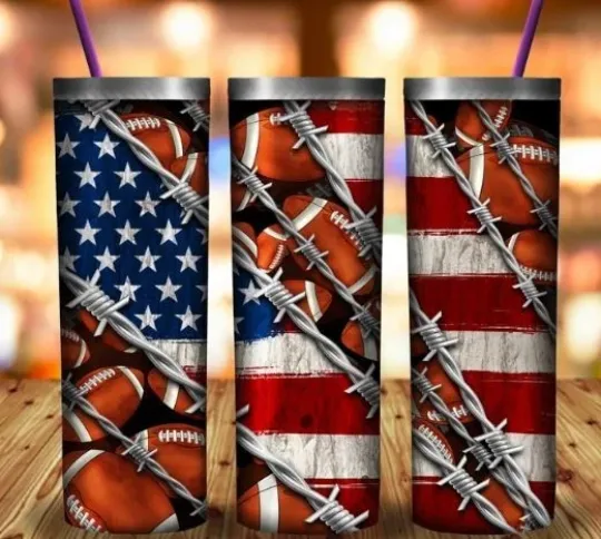 Discover Football American 20oz Tumbler with Lid and Straw